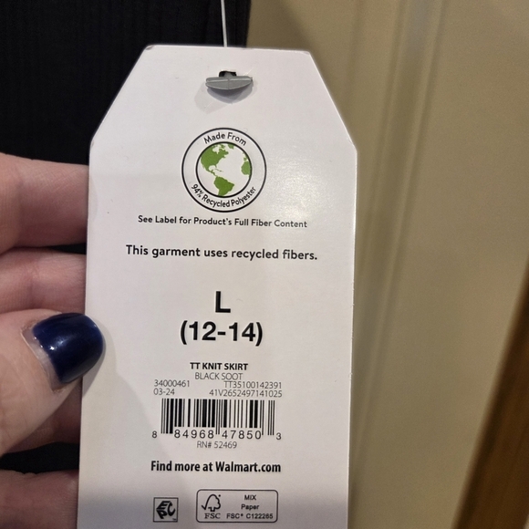 Black Ribbed Knit Pencil Skirt - Size Large (12-14) New Closet Staple Versatile - Picture 7 of 8